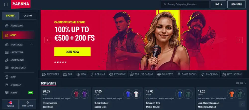 Rabona Casino spletna stran na mobilni napravi